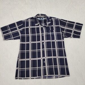 Southpole blue plaid‎ short sleeve button front shirt men's XL